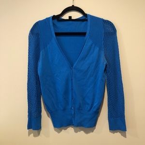 Ann Taylor Open Sleeve Blue Cardigan